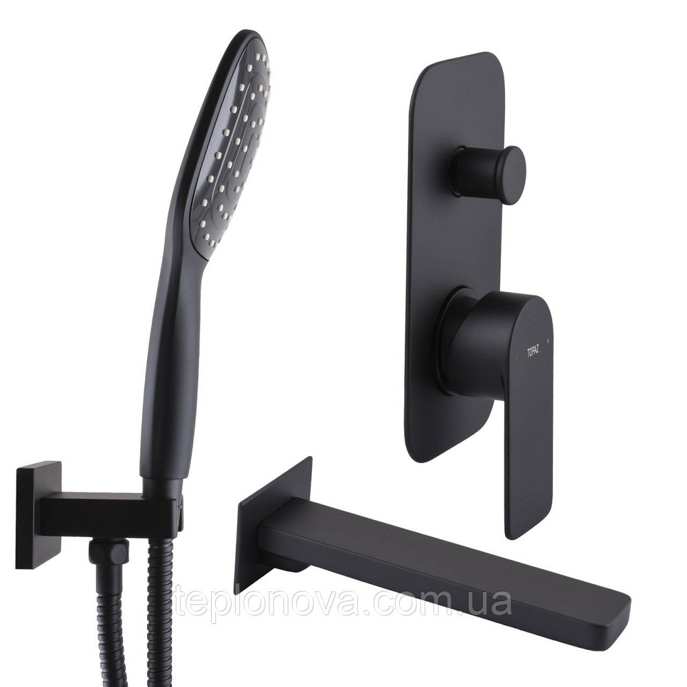 Смеситель для ванны встроенный TOPAZ SARDINIA TSG 08202-V-H20-BL 2 выхода, излив 190 мм, Черный Черновцы - изображение 7