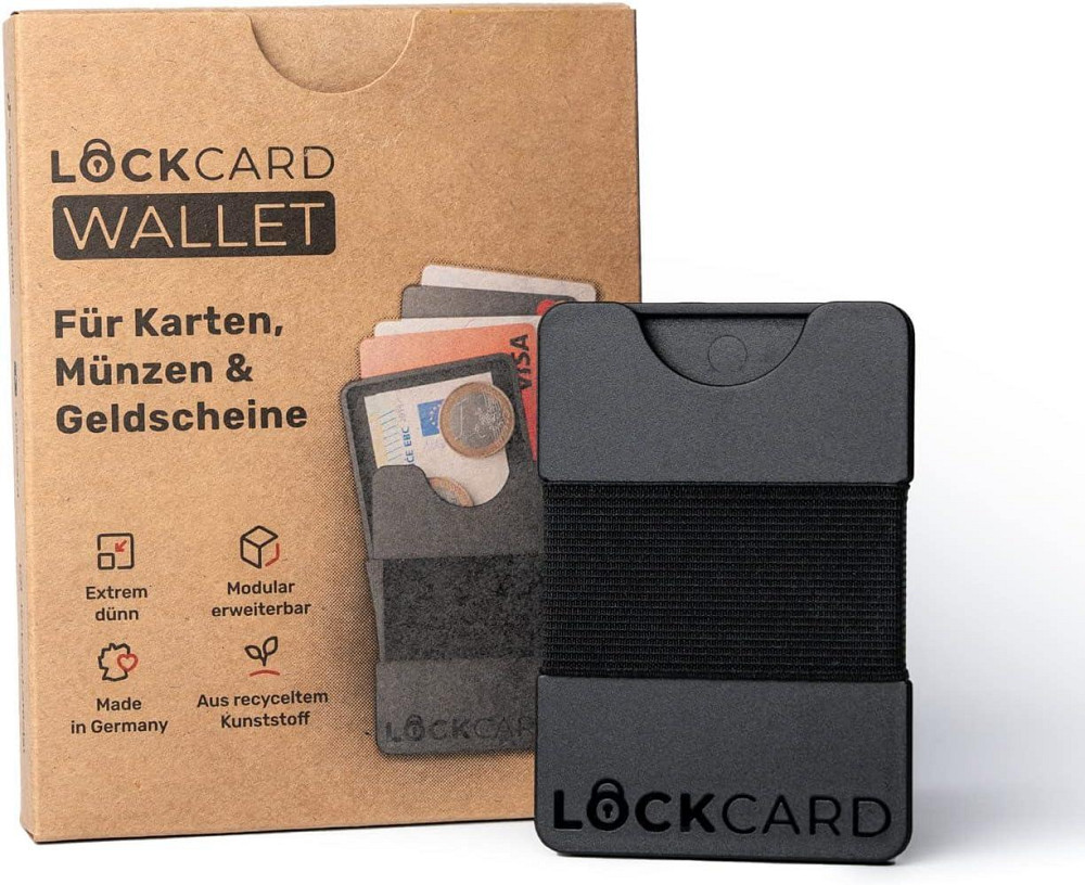 Тонкий гаманець LOCKCARD чорний, мінімалістичний кардхолдер на 15 карток, компактний гаманець для карток, банкнот і монет, PETG, Н Київ - фото 3