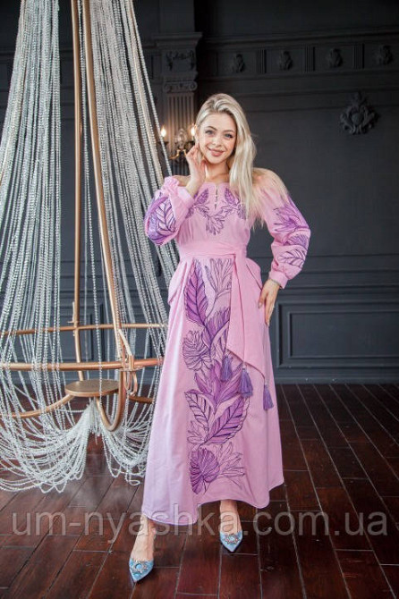 Жіноча вишита сукня на льоні Княжна рожева Кривий Ріг - фото 7