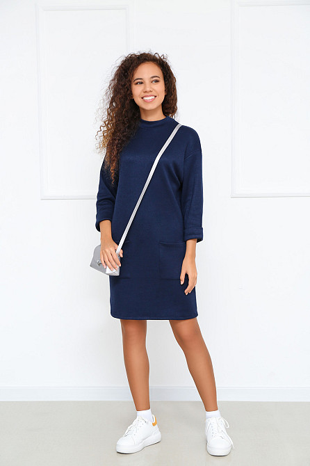 Тепла сукня з двосторонньої ангори "Debra" оптом | Норма Темно-синій, 46-48 Київ - фото 5