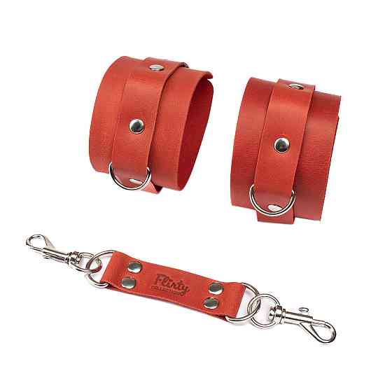 Наручники из натуральной кожи Flirty Leather - Red, KC00019 Sex Aura Киев