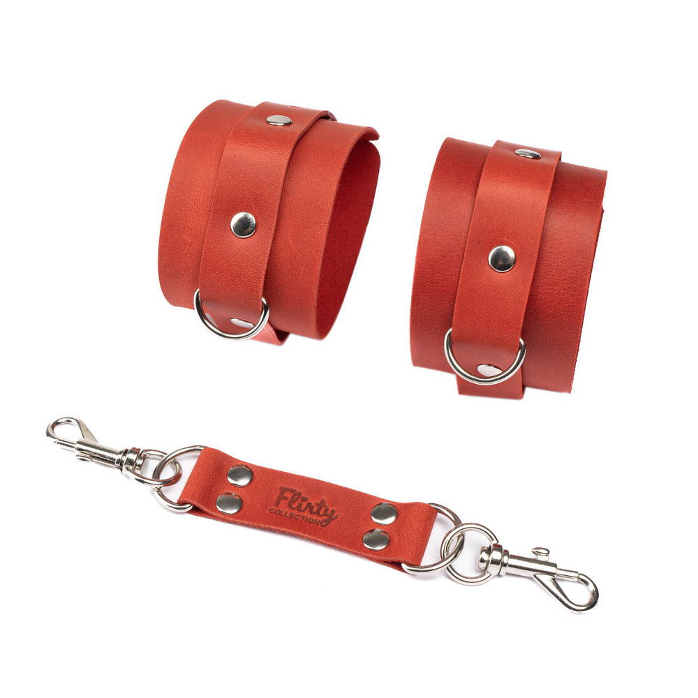 Наручники из натуральной кожи Flirty Leather - Red, KC00019 Sex Aura Киев - изображение 1