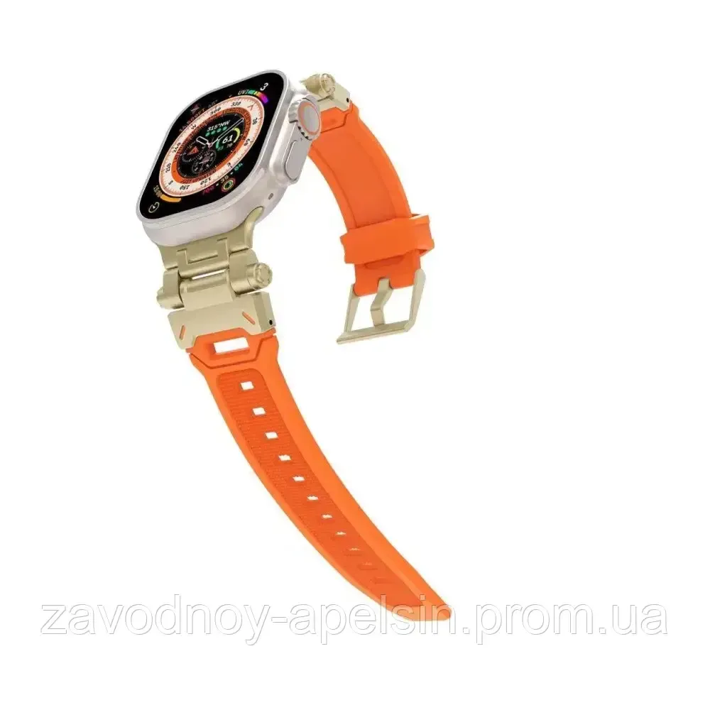 Ремінець Apple Watch 42 44 45 49 Метал + силікон (жовтогарячий) Одеса - фото 1