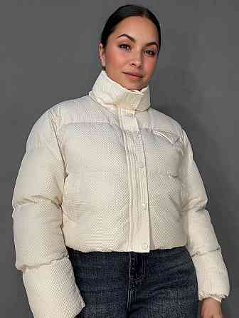 Куртка женская Fashion 3072 вафельная короткая с воротником-стойкой молочная, молочний, M Киев