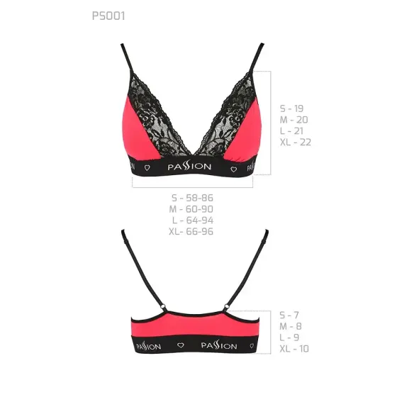 Еластичний топ з мереживом Passion PS001 TOP XL, red-black Львів
