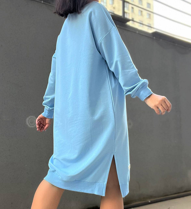 Сукня жіноча MY CITY 8211 спортивна середня довжина розрізи знизу резинка двунитка one size, блакитний, one size Київ - фото 4