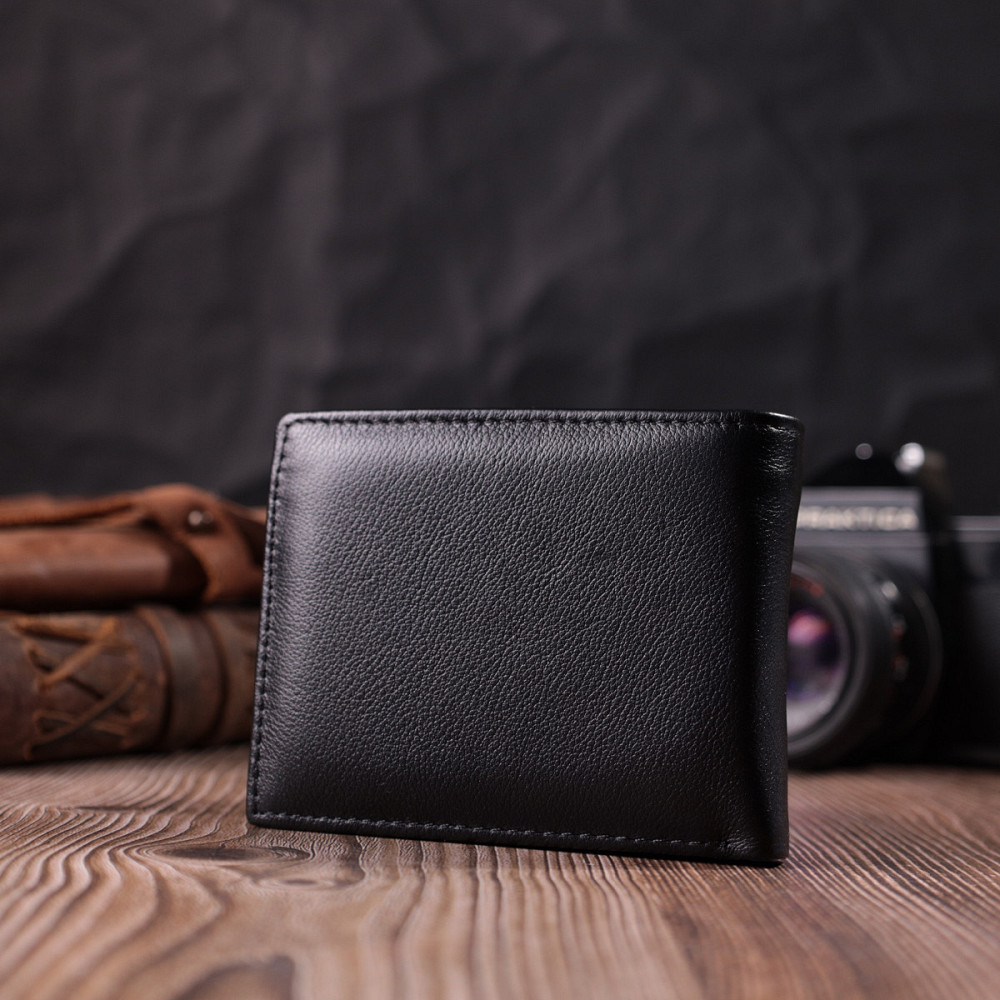 Шкіряний гаманець-затиск, чорний (ST Leather) Київ - фото 18