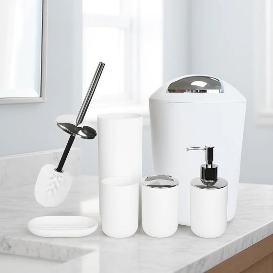 Набор аксессуаров для ванны Bathlux из 6 предметов, стильный современный комплект Белый Каменец-Подольский