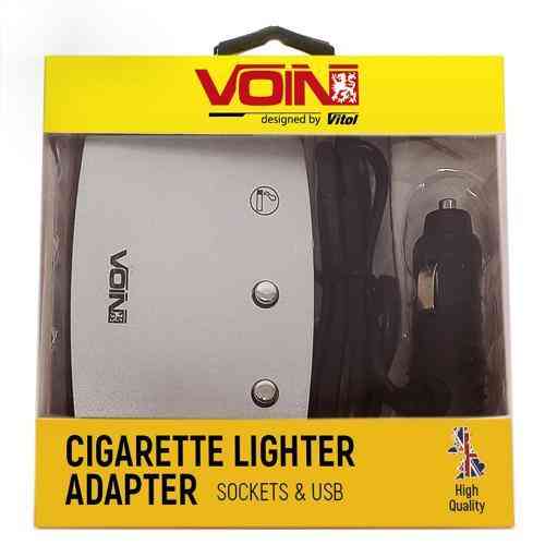 Автомобільний розгалужувач прикурювача VOIN 3 виходи + 1 USB 2400 mA 12/24V SC-3005 з проводом Харків