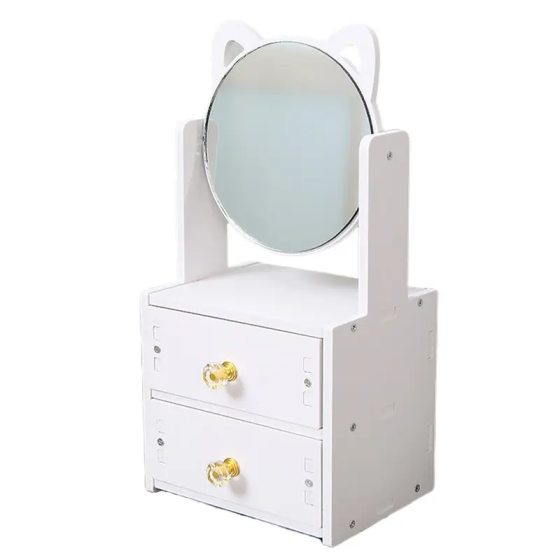 Мини-шкафчик с зеркалом, настольный органайзер для косметики с 2 ящиками, органайзер для украшений Каменец-Подольский