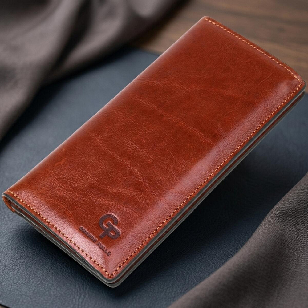 Кожаный вертикальный купюрник GRANDE PELLE 11213 Коричневый Киев - изображение 7