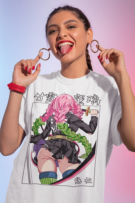 Футболка з аніме принтом Вбивця демонів оверсайз (S/M/L) Чорний AnimeJ0044 Дніпро - фото 1