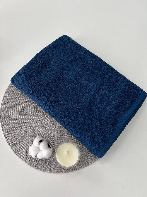 Рушник махровий Ideal Textile однотонний 50х90 см 360 г/м2 (56861134) Для рук та обличчя, синій Чернівці - фото 4