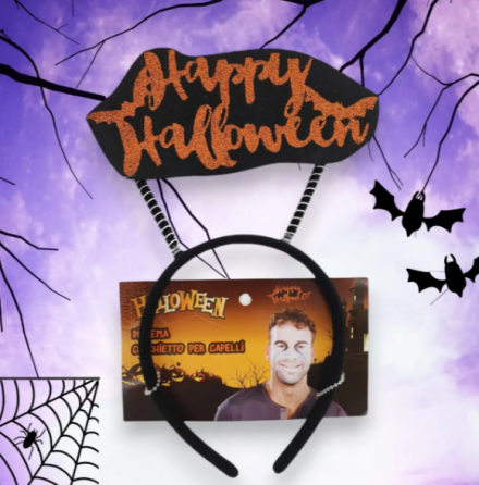 Обруч на Хэллоуин Happy Halloween one size черно-оранжевый Киев