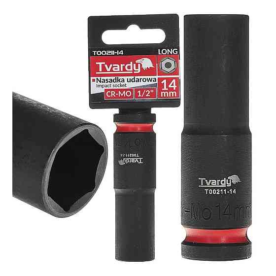 Головка ударна "Tvardy" з хром-молібденової сталі (Cr-Mo)  1/2"  6-гранна довга 14 мм Київ