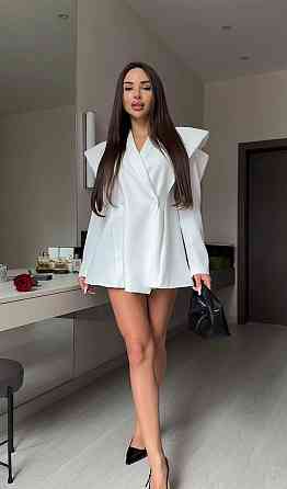 Женское вечернее романтическое пиджак-платье костюмка + подкладка Молочный, 42/44 Одесса