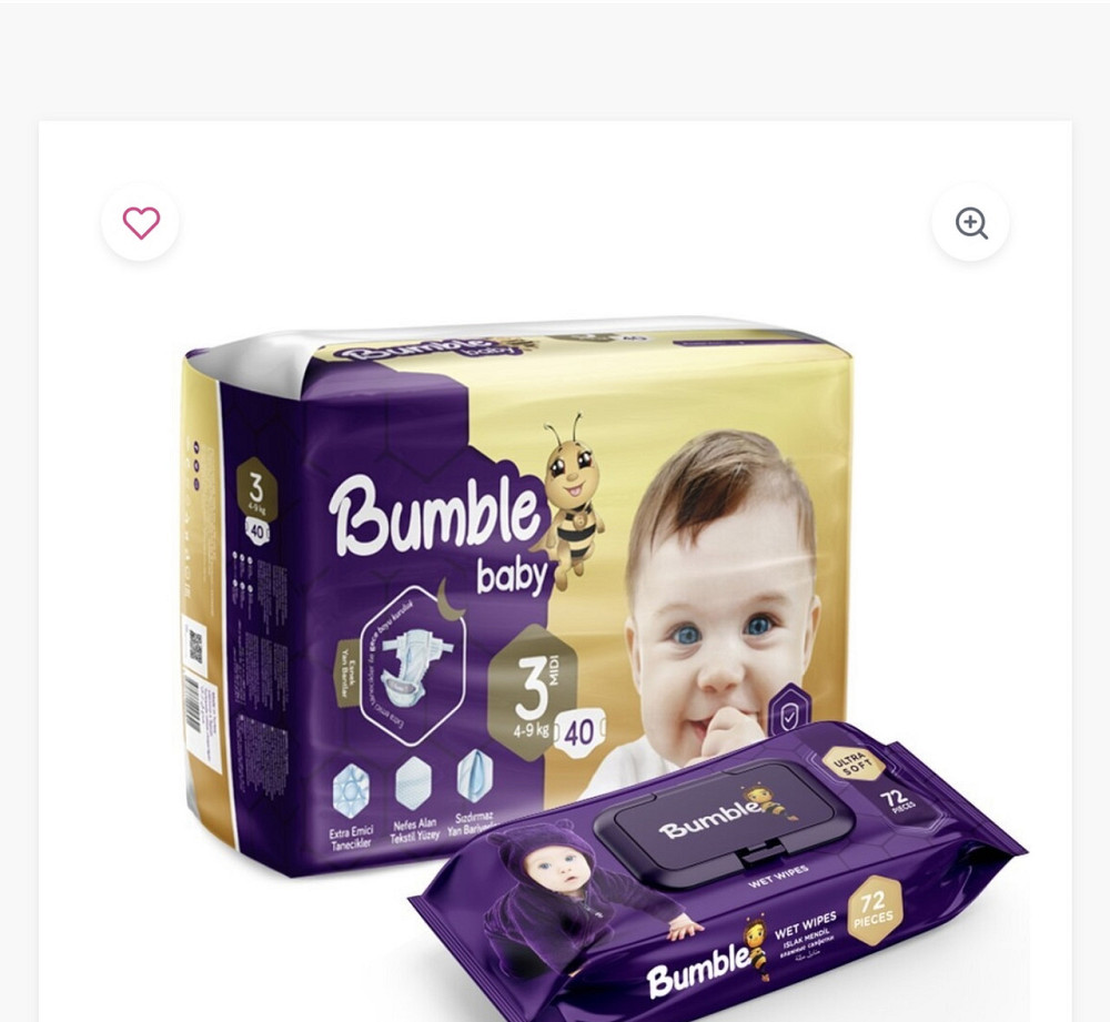 Підгузки Bumble baby 3, 4-9 кг, 40 шт + волога серветка Виноградів - фото 1