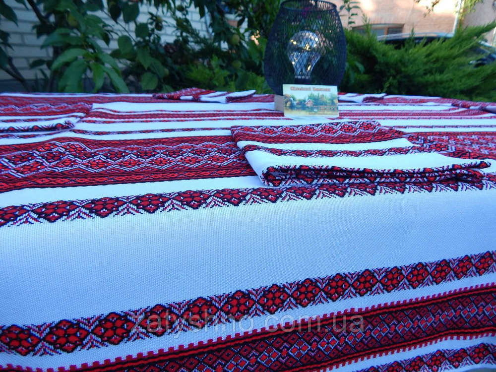 Яскраво червона вишита скатертина з серветками 230 *140 Київ - фото 10