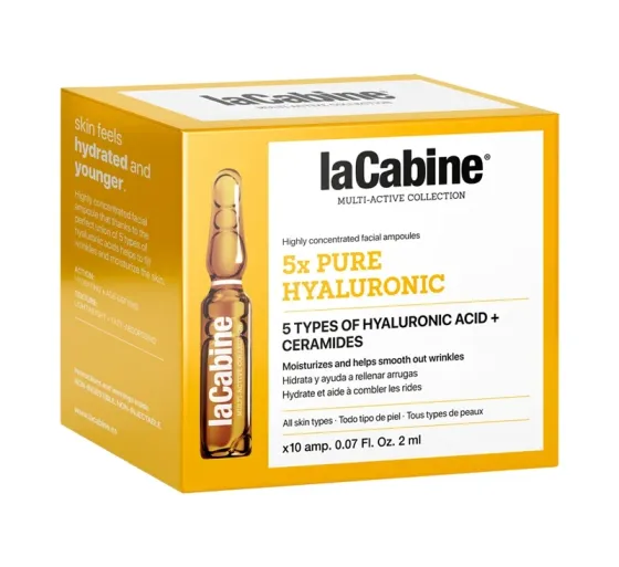 Висококонцентровані зволожувальні ампули проти зморшок з 5 видами гіалуронової кислоти 5xPURE HYALURONIC LaCabine, 10*2 мл Дніпро