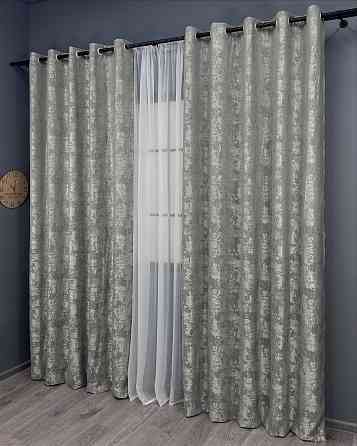 Комплект штор на люверсах VR-Textil Жакард Sultan XO № 1125ш сірий 150х250 см 2 шт (37-0157) Київ