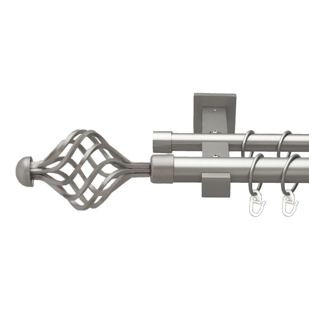 Карниз Orvit Арезо металевий дворядний техно гладка труба кільце металеве Сатин 25\19 мм 240 см (00-00026339) Львов - изображение 1