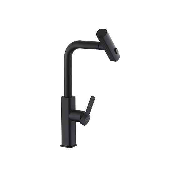 Змішувач для кухні з висувним виливом Kroner KRP Edelstahl Klassisch - SCH03918 чорний Київ