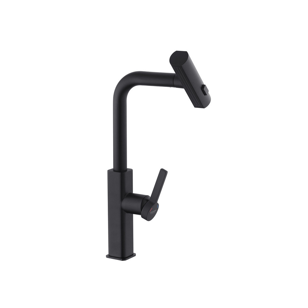 Змішувач для кухні з висувним виливом Kroner KRP Edelstahl Klassisch - SCH03918 чорний Київ - фото 5
