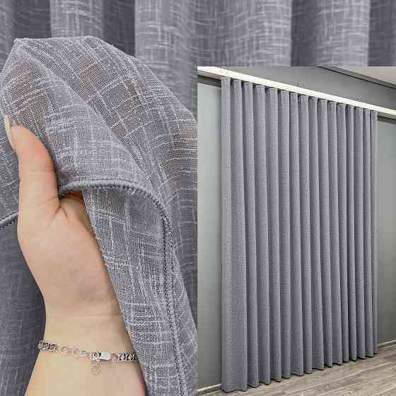 Тюль VR-Textil 1979т Лен однотонный Серый 400х270 см 42-1038) Киев