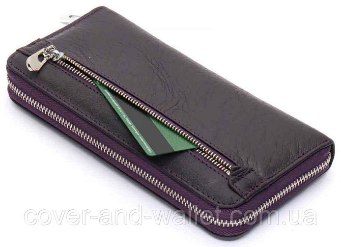 Вместительный женский кожаный кошелек на молнии фиолетового цвета ST Leather 201 Киев - изображение 8