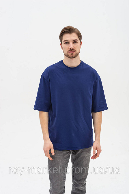 Футболка оверсайз RAY OVERSIZE чоловіча темно-синя (U0104M-Navy Blue) 2XL-3XL Київ - фото 1