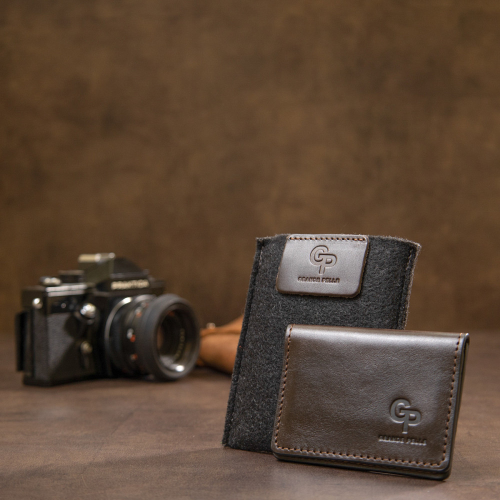 Кожаная визитница Коричневый (GRANDE PELLE) Киев - изображение 4