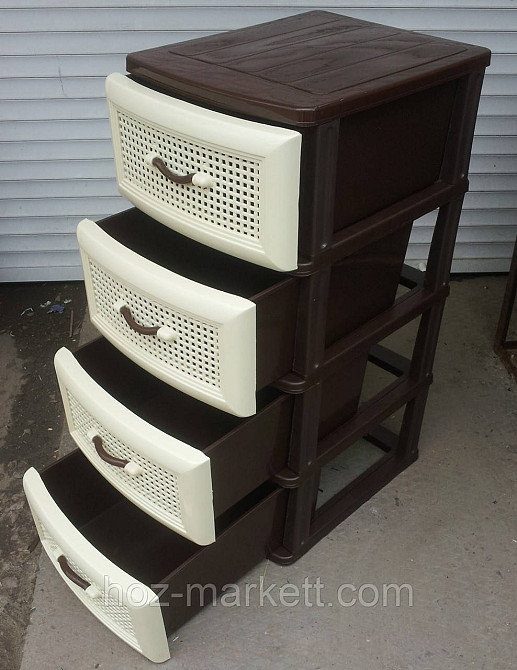 Пластиковый комод большой сетка бежево-коричневый 93х40х52 см Харьков - изображение 2