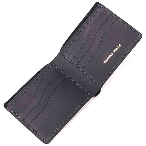 Отличный кожаный кошелек без застежки Слава ЗСУ GRANDE PELLE 16754 Черный Киев