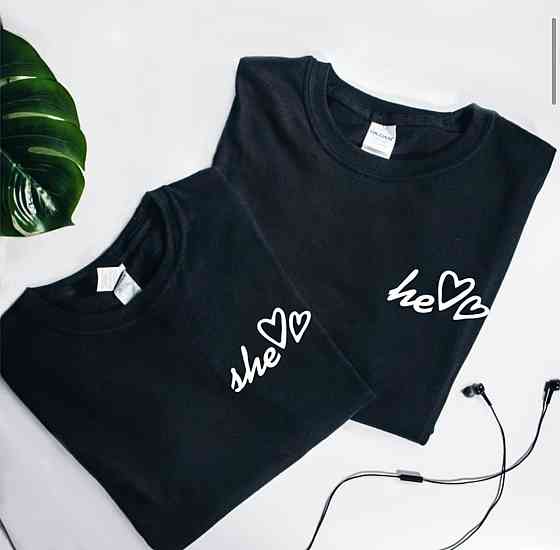 Парні футболки для хлопця та дівчини з написом She/He Чернівці