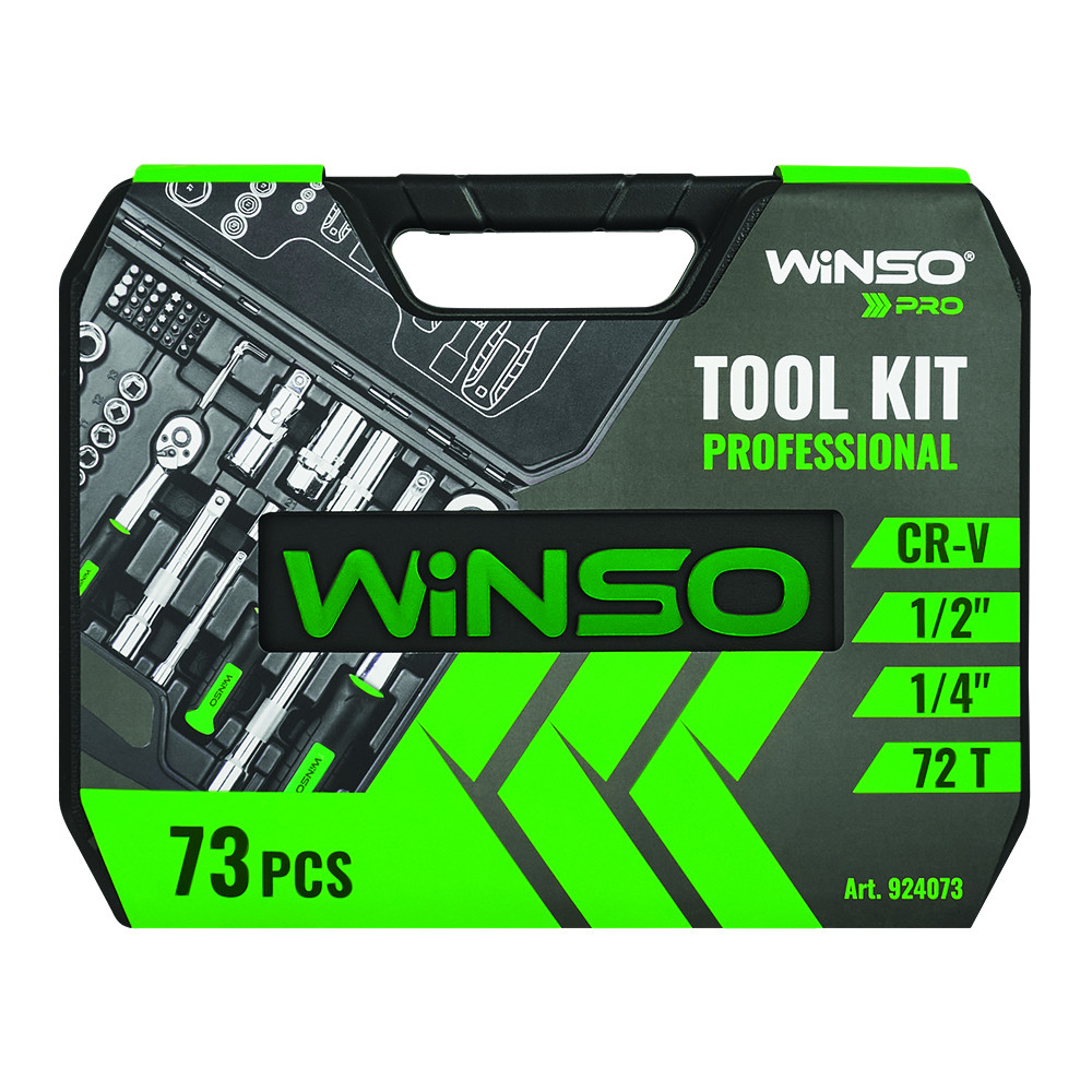 Професійний набір інструментів в кейсі Winso Pro 1/2", 1/4" 72 T, CR-V, 73од. Львів - фото 4