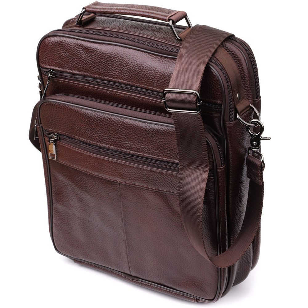 Сумка чоловіча з ручкою для перенесення в руці з натуральної шкіри Коричневий (Vintage) Київ - фото 5