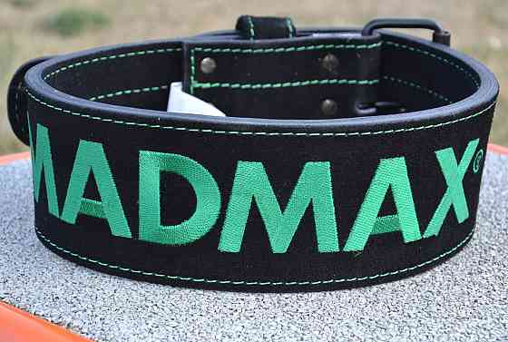 Пояс для важкої атлетики MadMax MFB-301 Suede Single Prong шкіряний Black/Green L Кам'янське