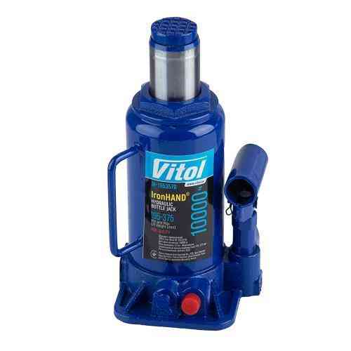 Телескопический гидравлический домкрат 10 т, высота подъема 195-375 мм, 5,9 кг, Iron Hand IH-195357D в картонной упаковке Харьков