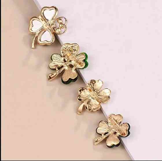 Набір брошок Конюшина удачі – 4 декоративні брошки чотирилисник Київ