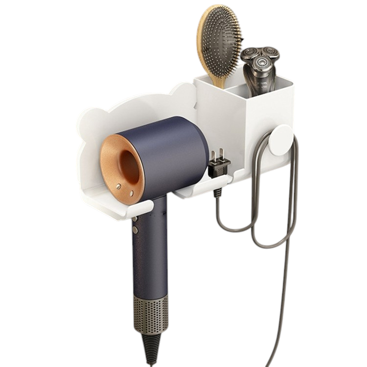 Органайзер пластиковый для ванной комнаты, настенный держатель для фена 23.2×8.2×9.2см, белый цвет Каменец-Подольский - изображение 2