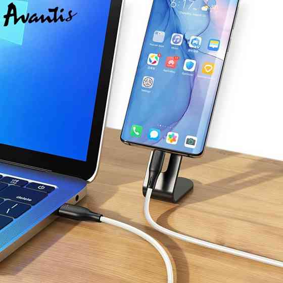 Кабель для зарядки Avantis Type-C - Type-C, 1м, 3.0А белый, круглый силиконовая оплетка, QC, 60W Мукачево
