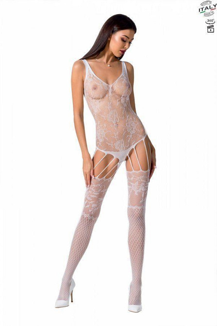 Ажурний бодістокінг з імітацією панчіх Passion BS074 white Sex Aura Київ - фото 2