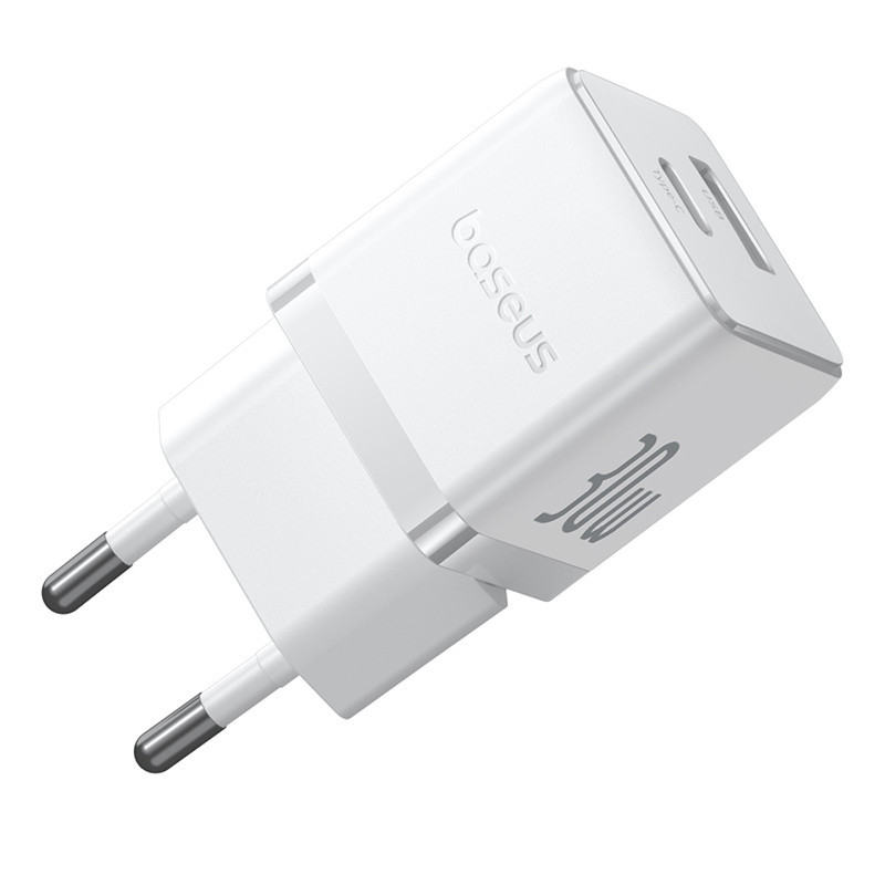Мережевий зарядний пристрій Baseus Palm Fast Charger C+U 30W EU Moon White Одеса - фото 5