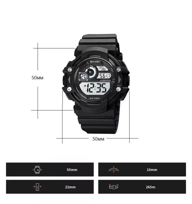 Чоловічий спортивний наручний годинник Skmei 1778 (Чорний з білим циферблатом) Вінниця - фото 9