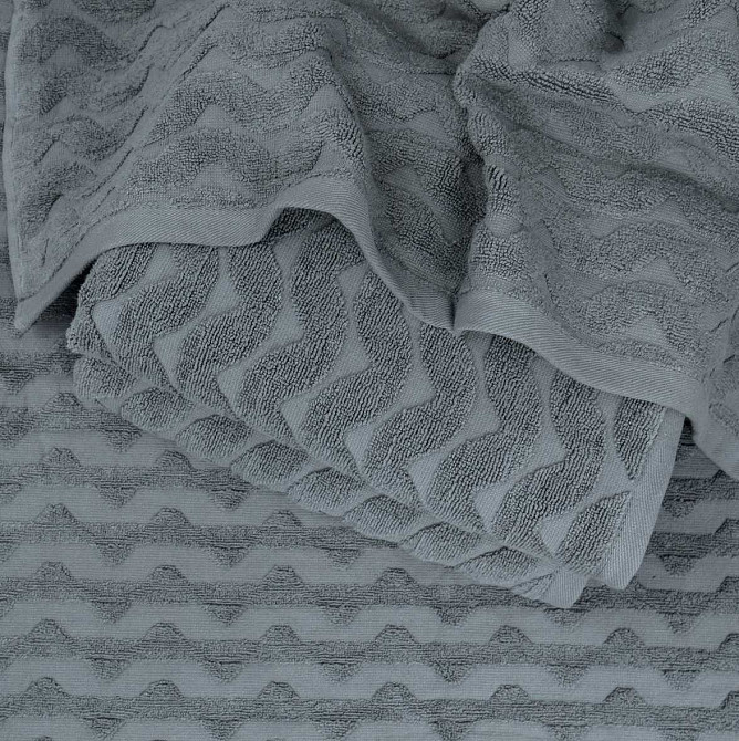 Махровий банний рушник Жакардовий Хвиля GM Textile 100х150см 500г/м2 (Сірий) Суми - фото 3