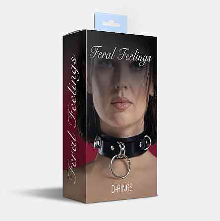 Нашийник для фіксації з натуральної шкіри Feral Feelings - D-Rings Black Sex Aura Київ