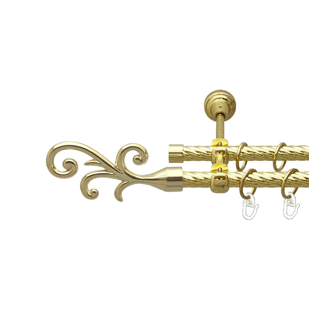 Карниз Orvit Фала металевий дворядний відкритий скручена труба кільце металеве Золото 16\16 мм 160 см (00-00025004) Львів - фото 1