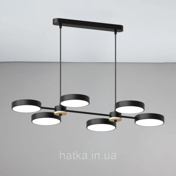 Люстра подвесная светодиодная Sirius B X13284/6 BK+WOOD черная Киев