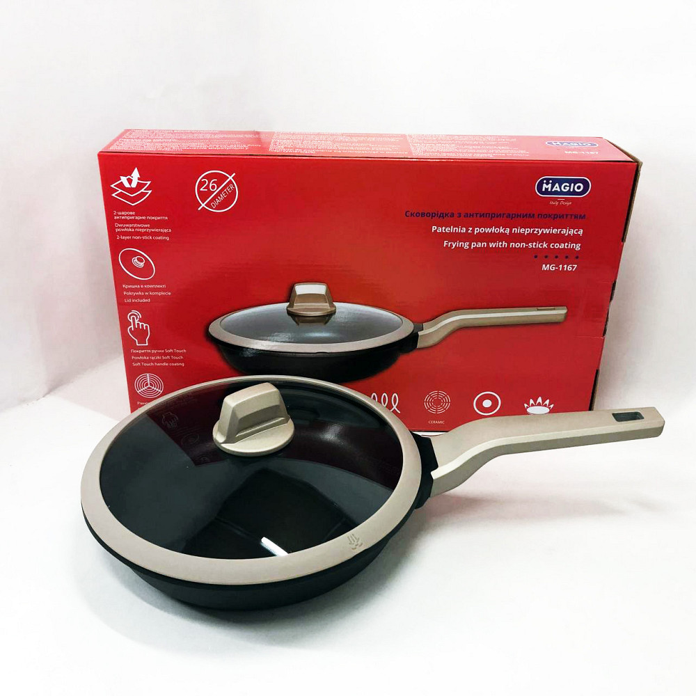 Сковорода для повара Magio MG-1167 26 см, Сковорода для любителей готовить с ручкой алюминий WK-24 Львов - изображение 14