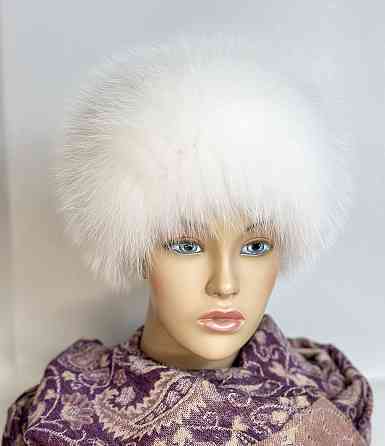 Меховая повязка на голову женская песцовая Белый Харьков